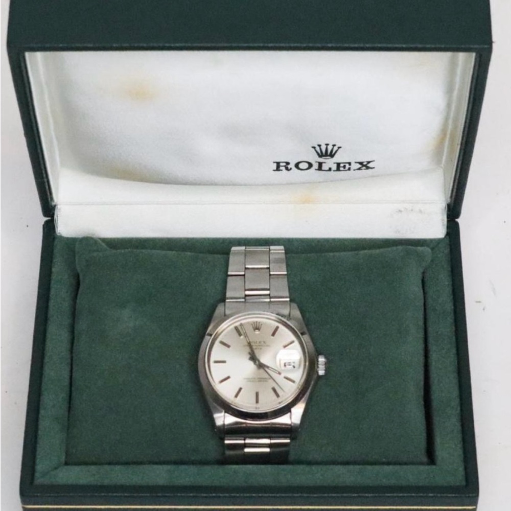 ROLEX OYSTER PERPETUAL DATE 1500 WATCH W/BOX, 34MM